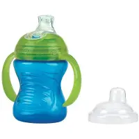 Nuby läckagesäker sippy kopp med mjukt silikon drickande munstycke 240 ml i blåt