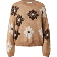 ONLY Tröja 'ONLFreesia' mörkbrun / brunmelerad / off-white