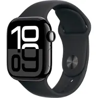 Apple Watch Series 10 (GPS + Cellular) - 42 mm - jet black aluminium - smart klocka med sportband - fluoroelastomer - svart - bandstorlek: S/M - 64 GB - LTE, Wi-Fi 4, UWB, Bluetooth - 4G - 29.3 g