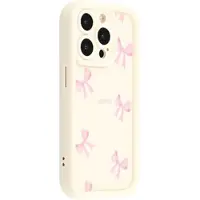 Mtp Products iPhone 13 Pro Max Snyggt stötsäkert TPU-skal med upphöjda kanter - Vit / rosett