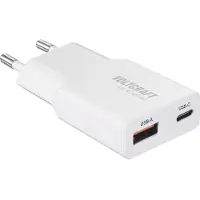 Voltcraft UC-1C1A25W01 USB-laddare 25 W 1x USB-A, 1x USB-C Fast Charge, Power Delivery 3.0 Vit GaN
