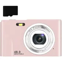 INF Digitalkamera 48 MP, 1080p FHD, 16x zoom, 32GB minneskort Pink