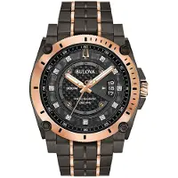 Bulova Precisionist diamant rostfritt stål svart urtavla kvarts dykarklocka 98D149 300M herrklocka svart