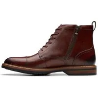 Clarks för män. 26179733 Aldwin Cap läder ankelstövlar brun (43), Hud, Karta, Nyckelband, Zip, Casual
