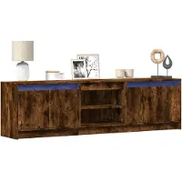 vidaXL Tv-bänk med LEDs rökfärgad ek 180x34x50 cm konstruerat trä