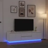 vidaXL TV-bänk med LED-lampor vit 193,5x41x50 cm