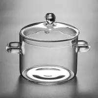 Chocolate Home Transparent Högtemperaturglasgryta för Soppa, Grytor och Nudlar - Lämplig för El-, Keramikhällar och Matlagning över Öppen Låga Double handle; 1500ml
