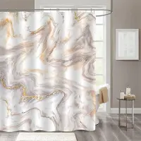 Shower curtain Home Decor Lyx guldmarmorering Duschdraperier Geometriska ränder Draperier för badrumstillbehör Set Badkarsgardin med krokar Vattentät 180x200cm
