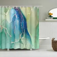 Shower curtain Home Decor Lyx guldmarmorering Duschdraperier Geometriska ränder Draperier för badrumstillbehör Set Badkarsgardin med krokar Vattentät 180x200cm