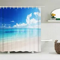 Shower curtain Home Decor 3d Strandlandskap Duschgardiner Hav Hav Medelhavet Badrumsgardin Vattentät tygdekoration 180*240cm Badgardin 180x200cm