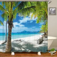 Shower curtain Home Decor 3d Strandlandskap Duschgardiner Hav Hav Medelhavet Badrumsgardin Vattentät tygdekoration 180*240cm Badgardin 180x200cm