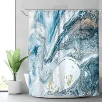 Shower curtain Home Decor Lyx guldmarmorering Duschdraperier Geometriska ränder Draperier för badrumstillbehör Set Badkarsgardin med krokar Vattentät 180x180cm