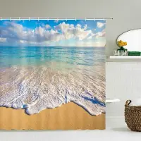 Shower curtain Home Decor 3d Strandlandskap Duschgardiner Hav Hav Medelhavet Badrumsgardin Vattentät tygdekoration 180*240cm Badgardin 180x200cm