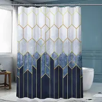 Shower curtain Home Decor Lyx guldmarmorering Duschdraperier Geometriska ränder Draperier för badrumstillbehör Set Badkarsgardin med krokar Vattentät 150x180cm