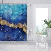 Shower curtain Home Decor Lyx guldmarmorering Duschdraperier Geometriska ränder Draperier för badrumstillbehör Set Badkarsgardin med krokar Vattentät 150x180cm
