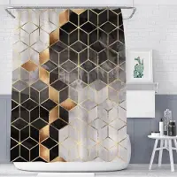 Shower curtain Home Decor Lyx guldmarmorering Duschdraperier Geometriska ränder Draperier för badrumstillbehör Set Badkarsgardin med krokar Vattentät 180x180cm