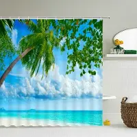 Shower curtain Home Decor 3d Strandlandskap Duschgardiner Hav Hav Medelhavet Badrumsgardin Vattentät tygdekoration 180*240cm Badgardin 150x180cm
