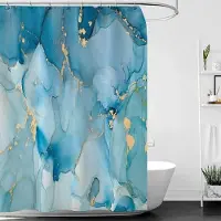 Shower curtain Home Decor Lyx guldmarmorering Duschdraperier Geometriska ränder Draperier för badrumstillbehör Set Badkarsgardin med krokar Vattentät 180x180cm