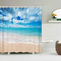 Shower curtain Home Decor 3d Strandlandskap Duschgardiner Hav Hav Medelhavet Badrumsgardin Vattentät tygdekoration 180*240cm Badgardin 180x180cm