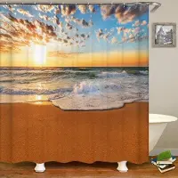 Shower curtain Home Decor 3d Strandlandskap Duschgardiner Hav Hav Medelhavet Badrumsgardin Vattentät tygdekoration 180*240cm Badgardin 180x200cm