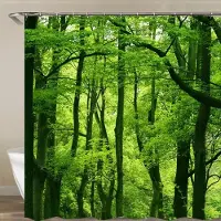 Shower curtain Home Decor Modern 3D-utskrift skog duschdraperi Grön växt Träd Landskap Badkar Gardin med krokar för badrum vattentät landskap 180x200cm
