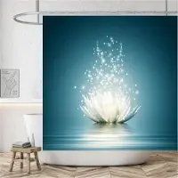 Shower curtain Home Decor Lantligt landskap Creek Sten Lotus Buddha Duschdraperi Badrumsgardin Tyg Vattentät polyester Badrumsgardin med krokar 180*180cm