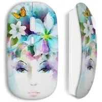 MANIACASE Souris Sans Fil art girl eyes flowers petals butte