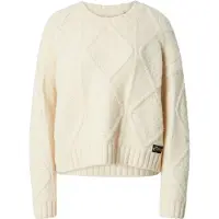 Superdry för kvinnor. W6110498A Milk vit tjock stickad tröja (L), Casual, Polyester, Lång ärm