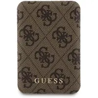 GUESS Powerbank induktiv 15W GUPB5FP4EMGW 5000mAh brun 4G läder metalllogo MagSafe