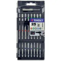 Tivoly Skruvbitsats 11501570039; 25 mm/50 mm; 24 st. + Magnethållare