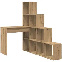 vidaXL Hörnskrivbord med hylla Artisan Ek 101,5 x 149,5 x 149,5 cm