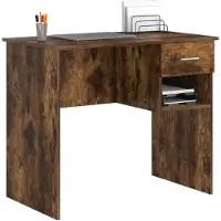 vidaXL Skrivbord med låda Rökt ek 90 x 49 x 75 cm Konstruerat trä