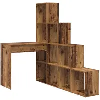 vidaXL Hörnskrivbord med hylla Gammalt trä 101,5 x 149,5 x 149,5 cm
