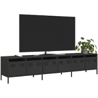 vidaXL Tv-bänk svart 202x39x43,5 cm kallvalsat stål