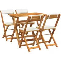 vidaXL Bistroset med kudde 5 pcs Olivenatur Massivt Akaciaträ
