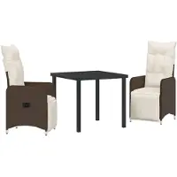 vidaXL Trädgårdsmöbelset 3 pcs Brun konstrotting