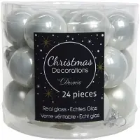 Décoris Mini julgranskulor Glas Vit - 24 st