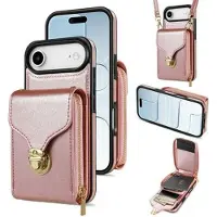 Mtp Products iPhone Air Allt-i-ett-skal med plånbok och rem - Roséguld
