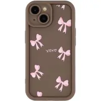Mtp Products iPhone 14 Plus Snyggt stötsäkert TPU-skal med upphöjda kanter - Brun / rosett
