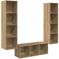 vidaXL TV-bänkset Väggmonterad 3 pcs Artisan Ek Konstruerat trä
