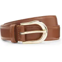 BOSS Italian-leather belt with golden buckle