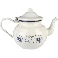 Ibili Théière - Email Décoré - Kapacitet 0,70 L - Beige - Fleurs Bleues