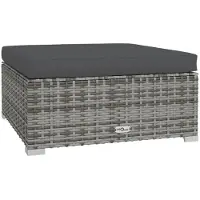 vidaXL Fotpall med dyna för trädgården grå 70x70x30 cm konstrotting