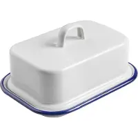 Ibili Smörbytta - IBILI - Blanca - Vitrifierat emaljerat stål - 17x12cm - Vit och blå vit
