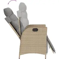 vidaXL Matgrupp för trädgården med dynor 7 delar beige konstrotting