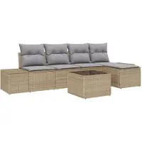 vidaXL Trädgårdsoffset med kudde 5 pcs Beige och Ljusgrå konstrotting