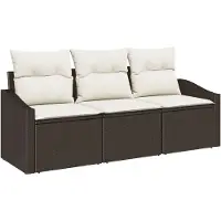 vidaXL Soffset med kudde 3 pcs Brun konstrotting