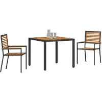 vidaXL Trädgårdsmöbelset 3 pcs Svart och Brunt konstrotting
