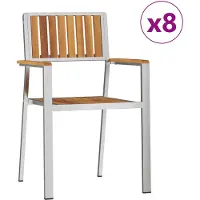 vidaXL Trädgård Stol 8 pcs Brun 56 x 54,5 x 87 cm Massivt Akaciaträ