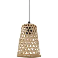Eglo CLAVERDON pendellampa i svart och naturfärgad bambu